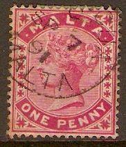 Malta 1885 1d Carmine. SG22.